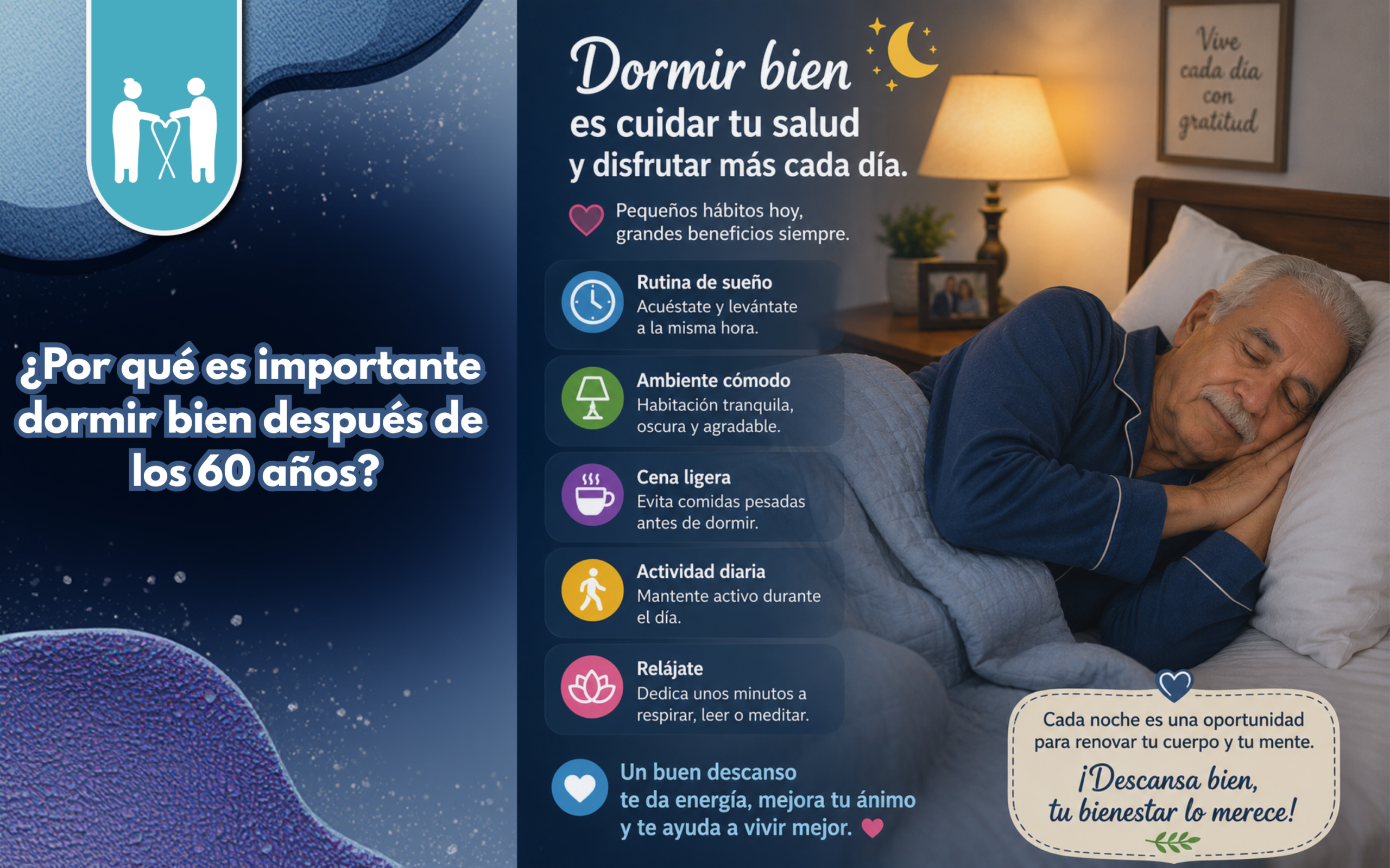 ¿Por qué es importante dormir bien después de los 60 años?